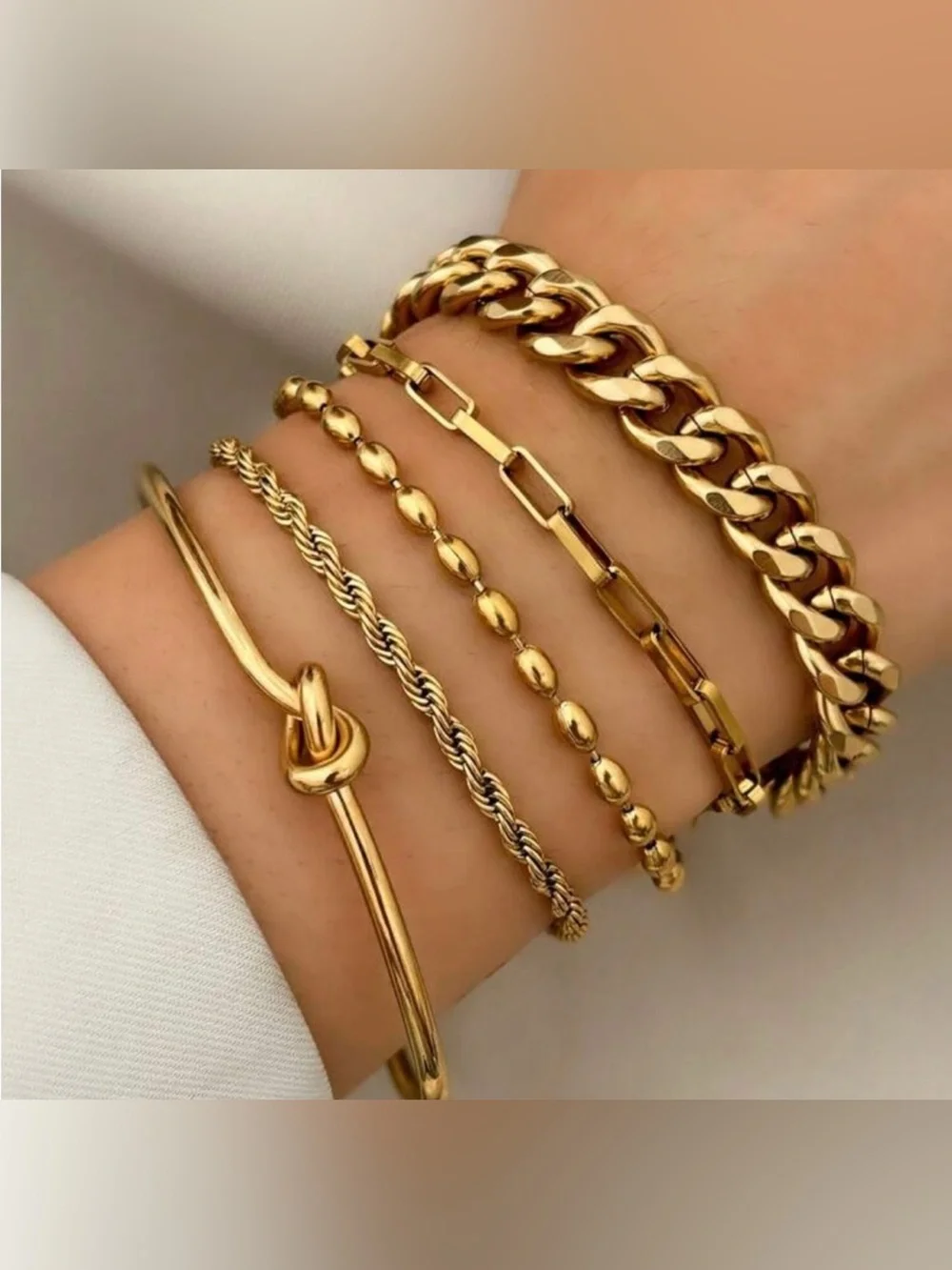 Silver Plated Stainless Steel 5pc Bracelet & Cuff Set